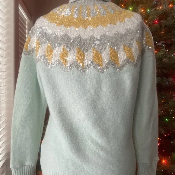 J Crew Fair Isle Sequined Turtleneck Sweater - Picture 4 of 7
